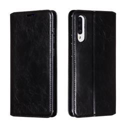 Retro Slim Magnetic Crazy Horse PU Leather Wallet Case for Samsung Galaxy A70s - Black