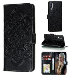 Intricate Embossing Datura Solar Leather Wallet Case for Samsung Galaxy A70s - Black
