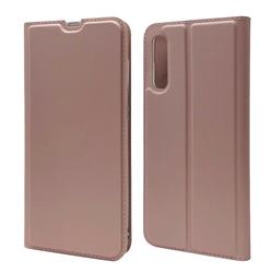 Ultra Slim Card Magnetic Automatic Suction Leather Wallet Case for Samsung Galaxy A70s - Rose Gold