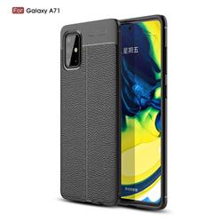 Luxury Auto Focus Litchi Texture Silicone TPU Back Cover for Samsung Galaxy A71 4G - Black