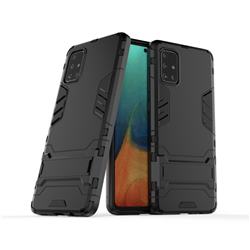 Armor Premium Tactical Grip Kickstand Shockproof Dual Layer Rugged Hard Cover for Samsung Galaxy A71 4G - Black
