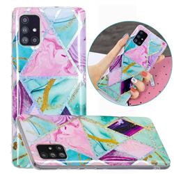 Triangular Marble Painted Galvanized Electroplating Soft Phone Case Cover for Samsung Galaxy A71 4G