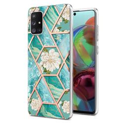 Blue Chrysanthemum Marble Electroplating Protective Case Cover for Samsung Galaxy A71 4G
