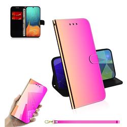 Shining Mirror Like Surface Leather Wallet Case for Samsung Galaxy A71 4G - Rainbow Gradient