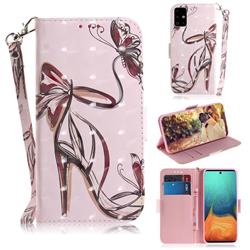 Butterfly High Heels 3D Painted Leather Wallet Phone Case for Samsung Galaxy A71 4G