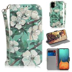 Watercolor Flower 3D Painted Leather Wallet Phone Case for Samsung Galaxy A71 4G