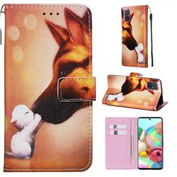 Hound Kiss Matte Leather Wallet Phone Case for Samsung Galaxy A71 4G