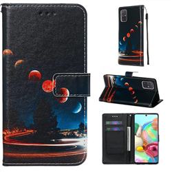 Wandering Earth Matte Leather Wallet Phone Case for Samsung Galaxy A71 4G