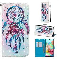 ColorDrops Wind Chimes 3D Painted Leather Wallet Case for Samsung Galaxy A71 4G