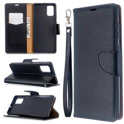Classic Luxury Litchi Leather Phone Wallet Case for Samsung Galaxy A71 4G - Black
