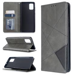 Prismatic Slim Magnetic Sucking Stitching Wallet Flip Cover for Samsung Galaxy A71 4G - Gray