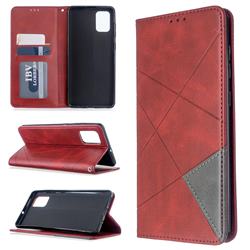 Prismatic Slim Magnetic Sucking Stitching Wallet Flip Cover for Samsung Galaxy A71 4G - Red