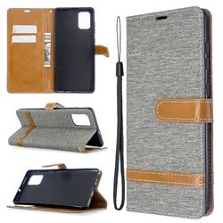 Jeans Cowboy Denim Leather Wallet Case for Samsung Galaxy A71 4G - Gray