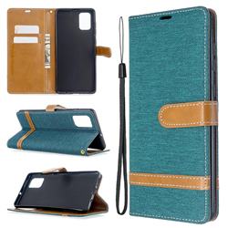 Jeans Cowboy Denim Leather Wallet Case for Samsung Galaxy A71 4G - Green