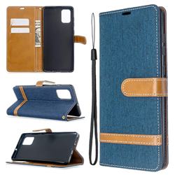 Jeans Cowboy Denim Leather Wallet Case for Samsung Galaxy A71 4G - Dark Blue