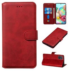 Retro Calf Matte Leather Wallet Phone Case for Samsung Galaxy A71 4G - Red