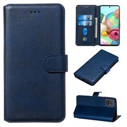 Retro Calf Matte Leather Wallet Phone Case for Samsung Galaxy A71 4G - Blue