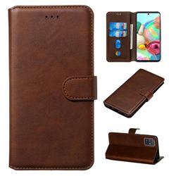 Retro Calf Matte Leather Wallet Phone Case for Samsung Galaxy A71 4G - Brown