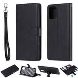 Retro Greek Detachable Magnetic PU Leather Wallet Phone Case for Samsung Galaxy A71 4G - Black