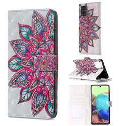 Mandara Flower 3D Painted Leather Phone Wallet Case for Samsung Galaxy A71 4G
