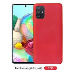 Howmak Slim Liquid Silicone Rubber Shockproof Phone Case Cover for Samsung Galaxy A71 4G - Red