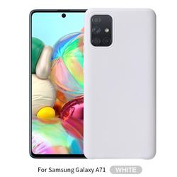 Howmak Slim Liquid Silicone Rubber Shockproof Phone Case Cover for Samsung Galaxy A71 4G - White
