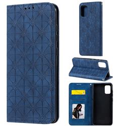 Intricate Embossing Four Leaf Clover Leather Wallet Case for Samsung Galaxy A71 4G - Dark Blue