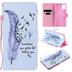 Feather Birds PU Leather Wallet Case for Samsung Galaxy A71 4G