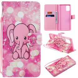 Pink Elephant PU Leather Wallet Case for Samsung Galaxy A71 4G