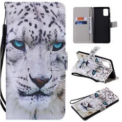 White Leopard PU Leather Wallet Case for Samsung Galaxy A71 4G