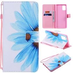 Blue Sunflower PU Leather Wallet Case for Samsung Galaxy A71 4G