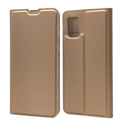 Ultra Slim Card Magnetic Automatic Suction Leather Wallet Case for Samsung Galaxy A71 4G - Champagne