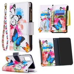 Vivid Flying Butterflies Binfen Color BF03 Retro Zipper Leather Wallet Phone Case for Samsung Galaxy A71 4G