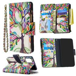 The Tree of Life Binfen Color BF03 Retro Zipper Leather Wallet Phone Case for Samsung Galaxy A71 4G