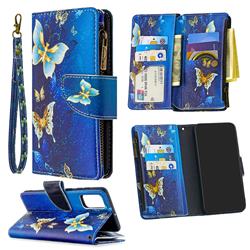 Golden Butterflies Binfen Color BF03 Retro Zipper Leather Wallet Phone Case for Samsung Galaxy A71 4G