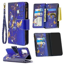 Purple Butterfly Binfen Color BF03 Retro Zipper Leather Wallet Phone Case for Samsung Galaxy A71 4G
