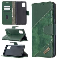 BinfenColor BF04 Color Block Stitching Crocodile Leather Case Cover for Samsung Galaxy A71 4G - Green
