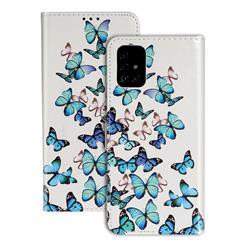 Blue Vivid Butterflies PU Leather Wallet Case for Samsung Galaxy A71 4G