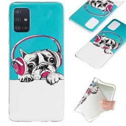 Headphone Puppy Noctilucent Soft TPU Back Cover for Samsung Galaxy A71 4G