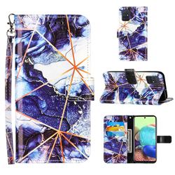 Starry Blue Stitching Color Marble Leather Wallet Case for Samsung Galaxy A71 4G