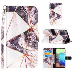 Black and White Stitching Color Marble Leather Wallet Case for Samsung Galaxy A71 4G