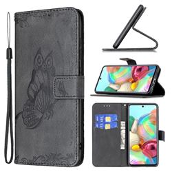 Binfen Color Imprint Vivid Butterfly Leather Wallet Case for Samsung Galaxy A71 4G - Black