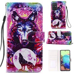 Wolf Totem Smooth Leather Phone Wallet Case for Samsung Galaxy A71 4G