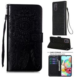 Embossing Dream Catcher Mandala Flower Leather Wallet Case for Samsung Galaxy A71 4G - Black