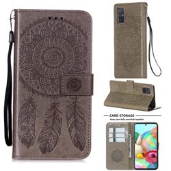 Embossing Dream Catcher Mandala Flower Leather Wallet Case for Samsung Galaxy A71 4G - Gray