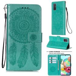 Embossing Dream Catcher Mandala Flower Leather Wallet Case for Samsung Galaxy A71 4G - Green