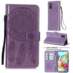 Embossing Dream Catcher Mandala Flower Leather Wallet Case for Samsung Galaxy A71 4G - Purple
