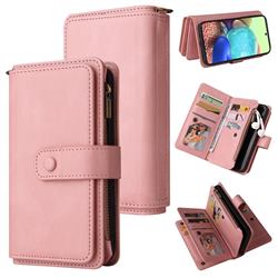 Luxury Multi-functional Zipper Wallet Leather Phone Case Cover for Samsung Galaxy A71 4G - Pink