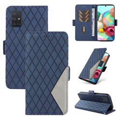 Grid Pattern Splicing Protective Wallet Case Cover for Samsung Galaxy A71 4G - Blue