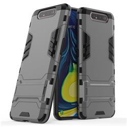 Armor Premium Tactical Grip Kickstand Shockproof Dual Layer Rugged Hard Cover for Samsung Galaxy A80 A90 - Gray